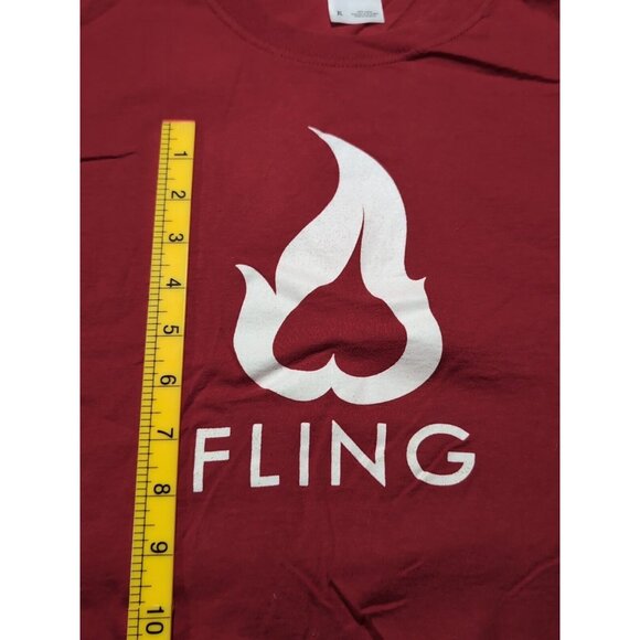 Fling Upside Down Heart Promo Men's Graphic Print Short Sleeve T-Shirt Red XL - Picture 9 of 10